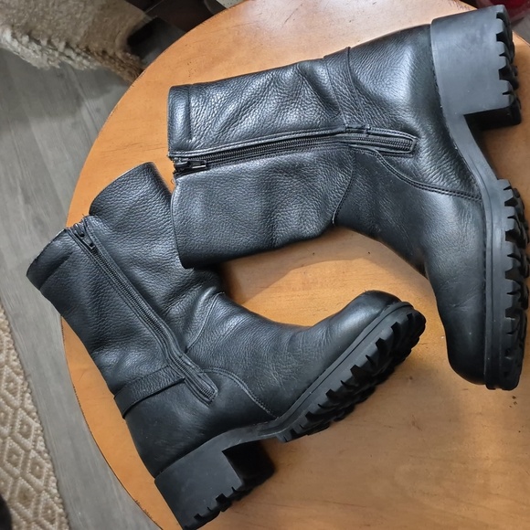 Santana Canada Black Leather Combat Moto Boots. Size EU 40/ US 9-9.5 - Picture 2 of 8